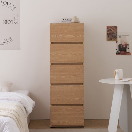 비에스디자인 라이트 5단 틈새 서랍장 400_이미지