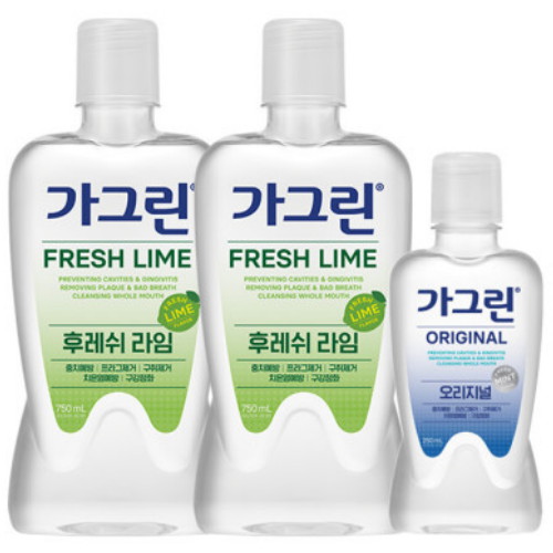 가그린 후레쉬 라임 750ml x 2개 + 오리지널 250ml x 1개