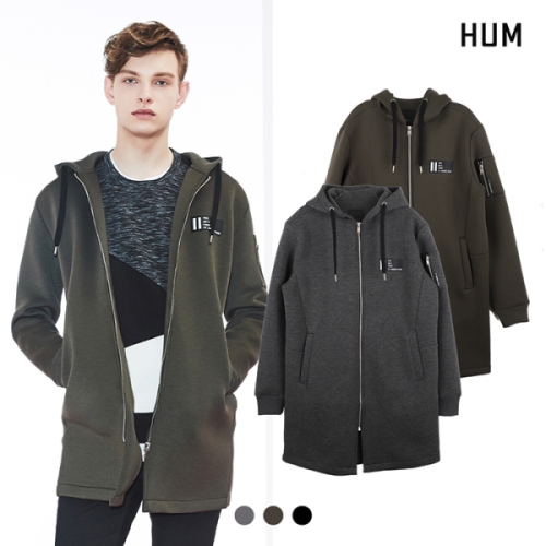 HUM 유니 네오플랜 그래픽 롱 후드 집업 H173U172A