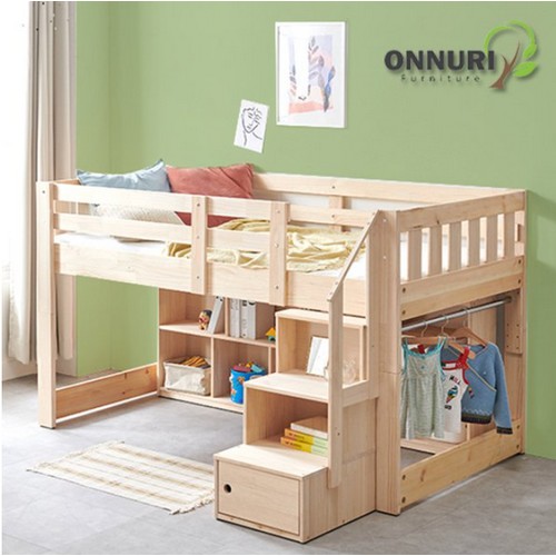 소나무 원목 분리형 폴리 스마트 벙커침대