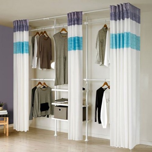 뉴드레스룸 4폴 밀폐 타공선반형 행거