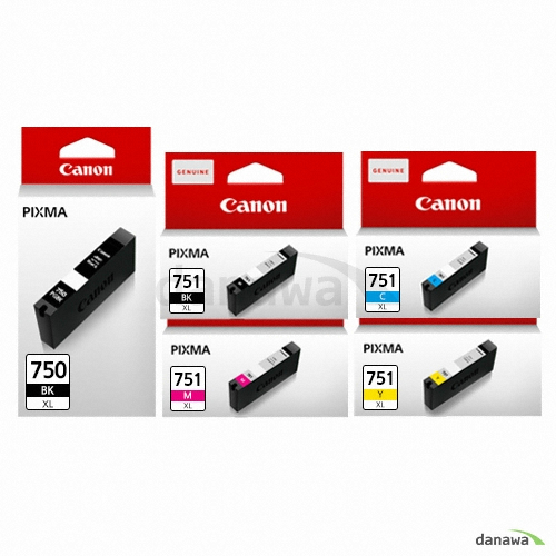 Canon 정품 PGI-750XL PGBK, CLI-751XL BK, CLI-751XL C, CLI-751XL M, CLI-751XL Y 5색 세트