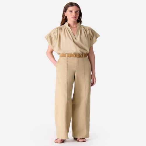 바네사브루노 아떼 VIPA5E202K2 카키 핀턱 면 와이드 팬츠