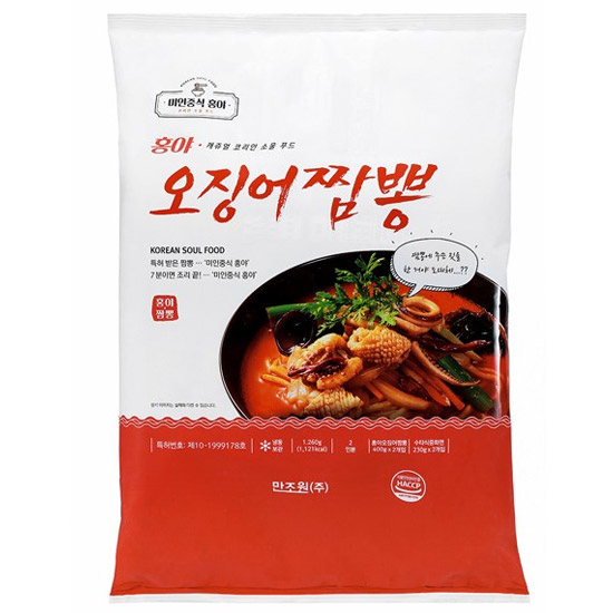 만조원 미인중식 홍야 오징어짬뽕 2인분 1.26kg (2개)