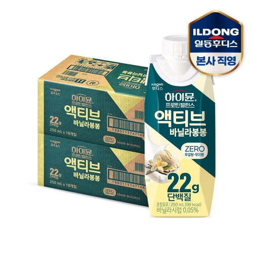 일동후디스 하이뮨 프로틴 밸런스 액티브 바닐라봉봉 250ml (36개)