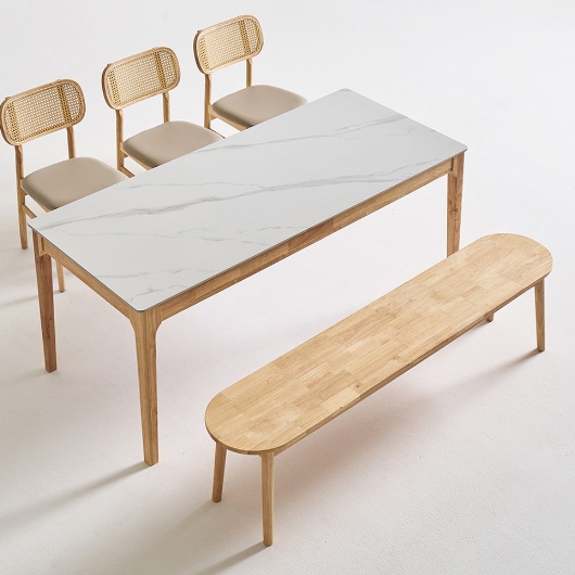 동서가구 조이 모던M 세이프티 세라믹 원목 식탁 1800 (의자2개+원목벤치1개)_이미지