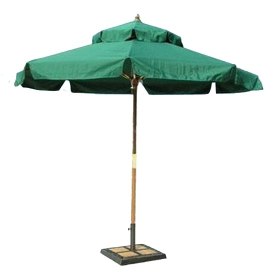 D형 2단 원목 파라솔 녹색 2700mm