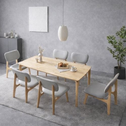 인터데코 낮아서 더 편한 원목 식탁 1850 (의자6개)_이미지