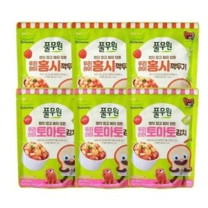 아이김치2종 홍시깍두기 3봉+토마토김치 3봉 우리아이 김치 간단반찬 엄마손맛 300g x6봉