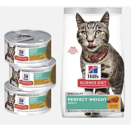 힐스 사이언스 다이어트 캣 어덜트 퍼펙트 웨이트 1.4kg + 스튜 캔 82g*3개_이미지