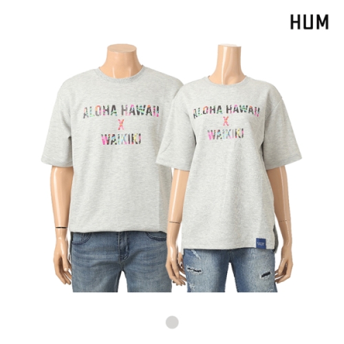 HUM 유니 담보루 플라워 레터링 티셔츠FHMMCTR760P