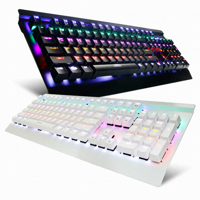 앱코 HACKER K600 하데스 레인보우 액션 LED 더블 키캡 (화이트, 청축)