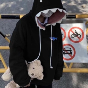 라일리 Rly 상어 디자인 패션 캐주얼 후드 티셔츠 23578360