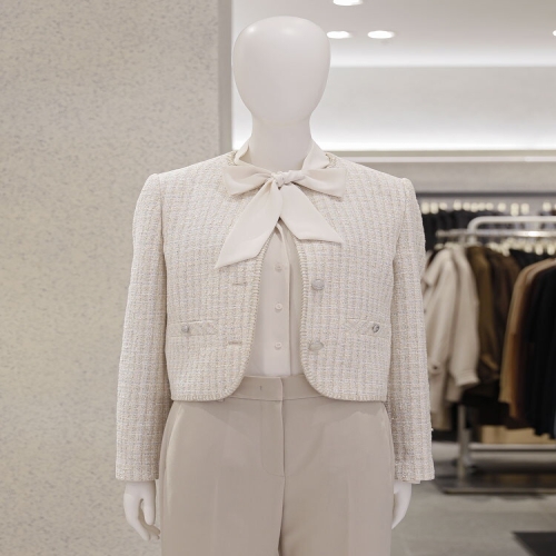 리스트 여성 글리터 트위드 라운드넥 자켓 TWWJKQ52070_이미지