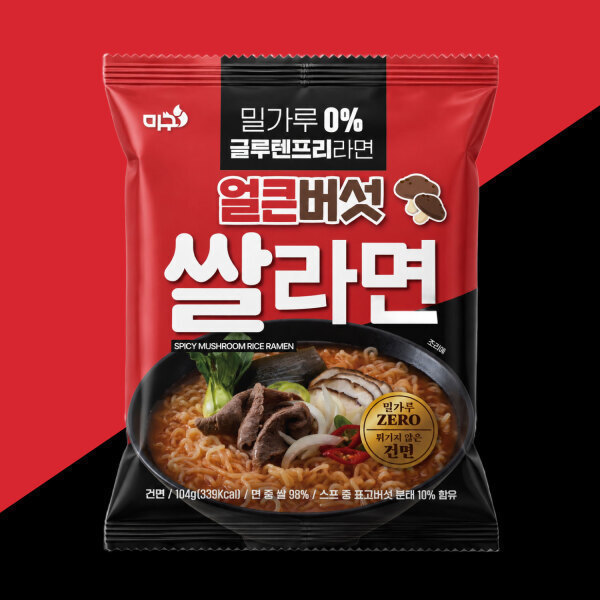 (주)미주웰빙푸드 미구 얼큰버섯 쌀라면 104g