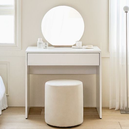 아이엔지홈  베이직 화이트 1단 서랍형 미니 화장대 800