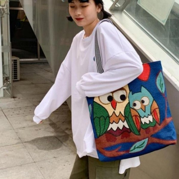 라일리 Rly 여성 숄더백 부엉이 패턴 수납 가방 3마리 데일 51674478_이미지