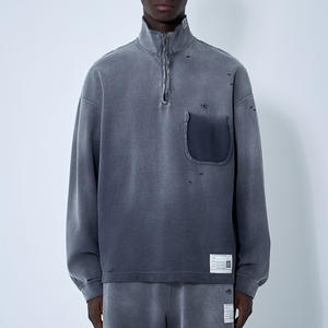 메종 미하라 야스히로 페이디드 코튼 디스트레스트 하프집업 A14PO533 SS25MAIN_이미지