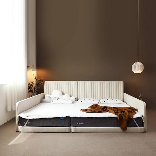 데이멜로우 헤일리 슬림 클린 패브릭 저상형 패밀리침대 Q+Q (메모리폼)_이미지