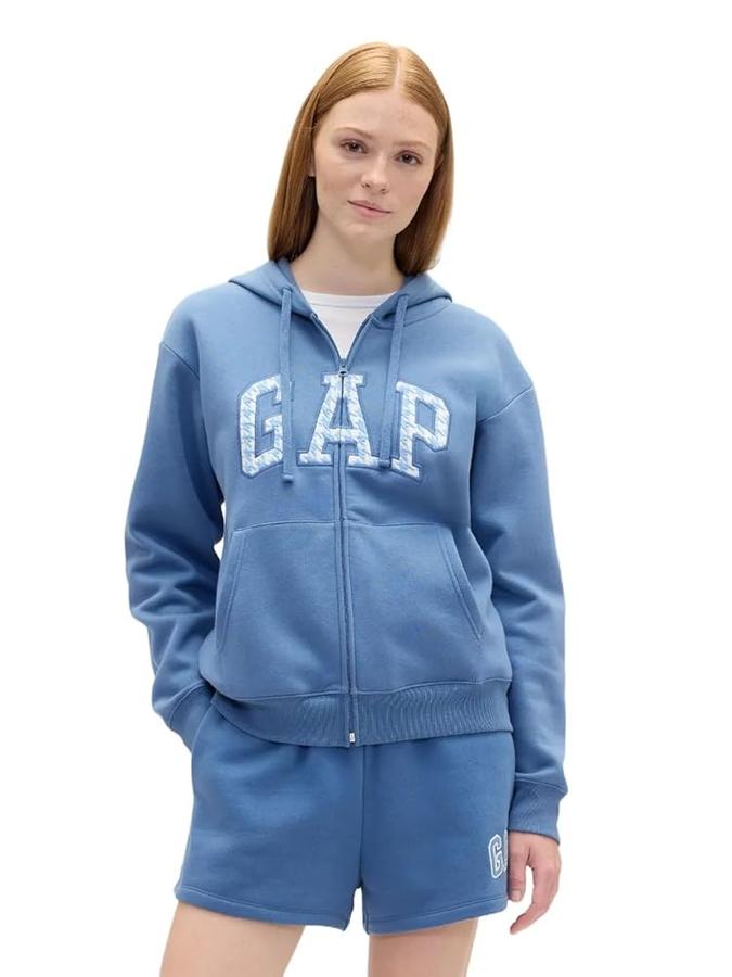 GAP 여성용 로고 후디 후드 풀 지퍼 스웨트셔츠, Cornflower829, XL