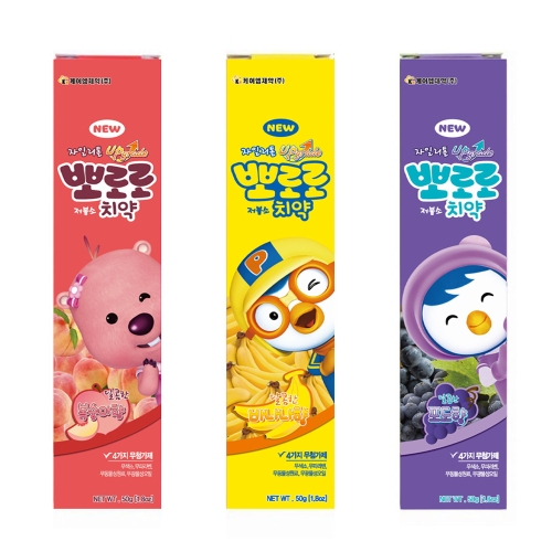 미니멈 뽀로로 저불소 치약 복숭아향 + 바나나향 + 포도향 1세트
