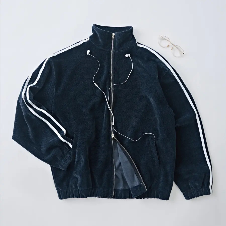 아날로그무드 트랙 세미 벨로아 집업 자켓 네이비 멀티155439_이미지