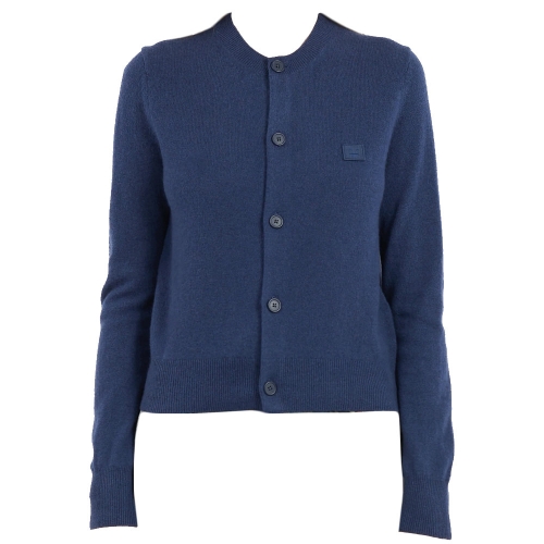 아크네 스튜디오 스튜디오 여성 페이스 패치 울 가디건 블루 A60280 DOC