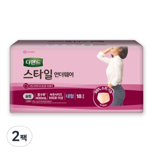디펜드 스타일 언더웨어 슬림 여성용 대형 18개 (2팩(36개))_이미지