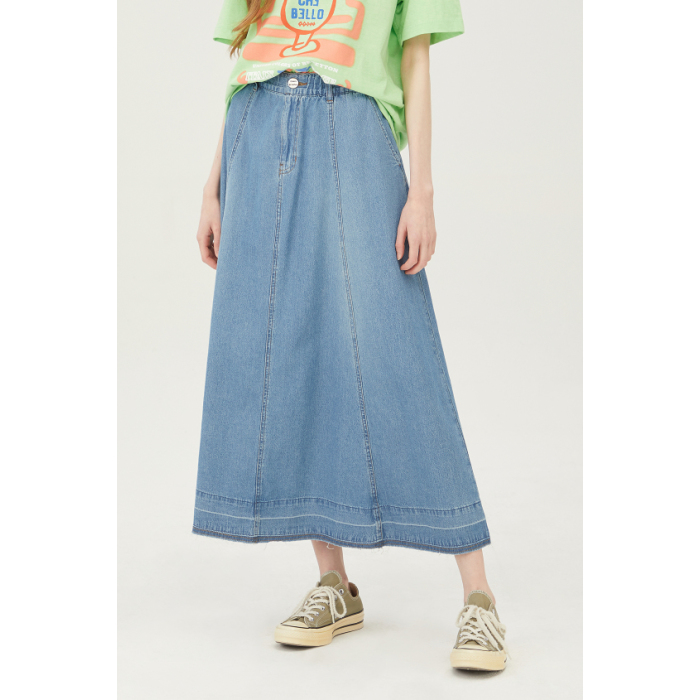 베네통 밴딩 라인 데님 스커트 BASK55431