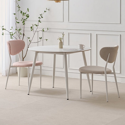 라로퍼니처 비오뜨 원형 포세린 세라믹 식탁 1050 (의자2개)_이미지