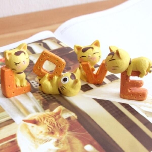 디자인에버  LOVE YEOLLOW CAT 미니어처 오너먼트 4P SET