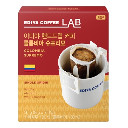 랩 이디야 핸드드립 커피 콜롬비아 슈프리모 7개입 [1개]