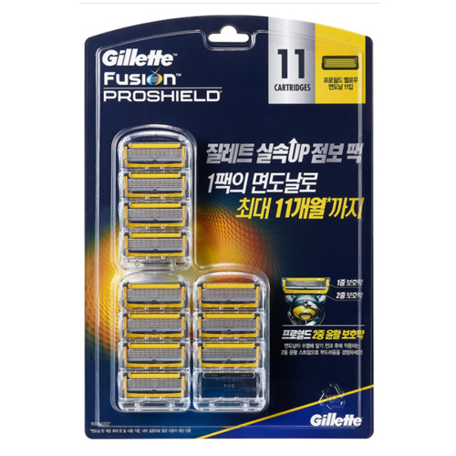 질레트 퓨전 프로쉴드 옐로우 면도날 (11개)_이미지