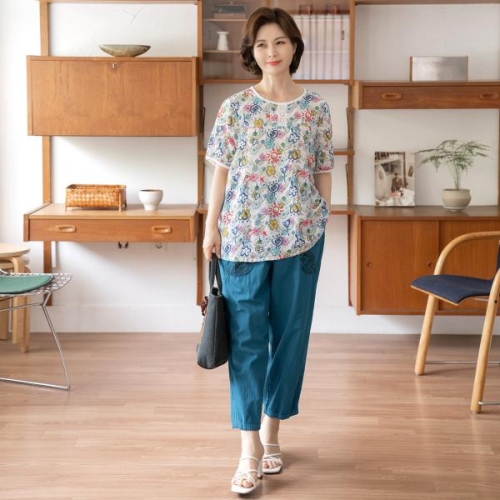  마담4060 엄마옷 여름팬츠클로버생활한복-QKC2404014미시옷/중년여성의류/빅사이즈/할머니옷/50대/60대여성옷