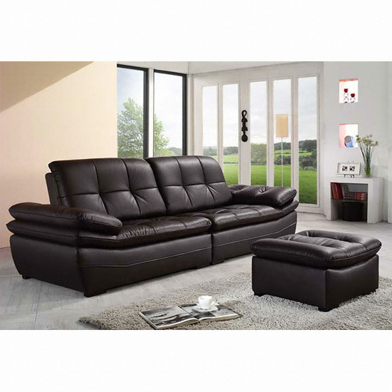 바이포인 브리오 천연 면피가죽 4인소파 (초코브라운)