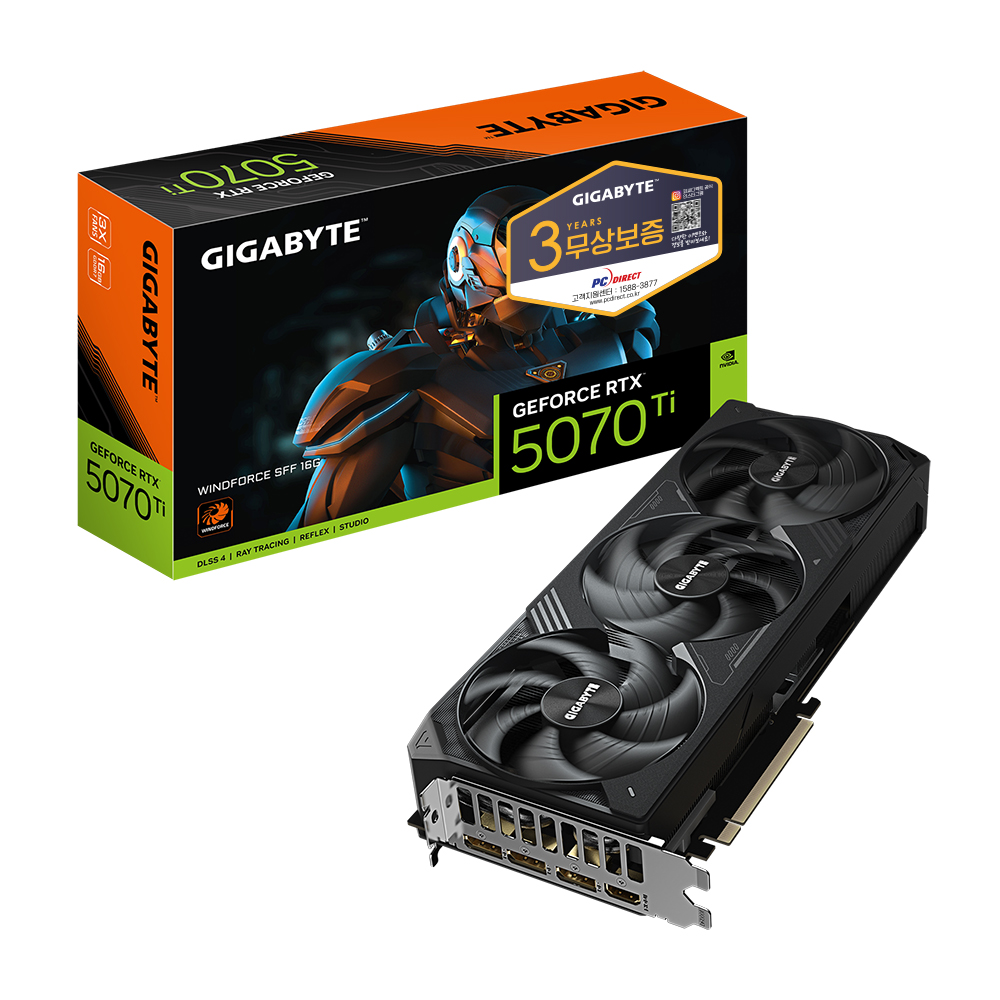 GIGABYTE 지포스 RTX 5070 Ti WINDFORCE SFF D7 16GB 피씨디렉트_이미지