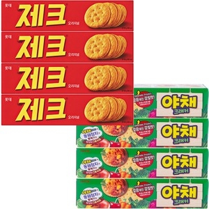 롯데제과 제크 제크 100g x 4개 + 야채크래커 36g x 4개 과자 간식_이미지