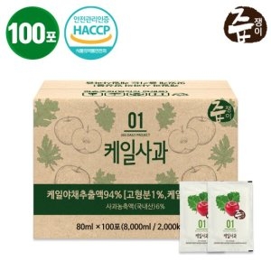 케이에프한국자연농산 즙쟁이 오직 유기농 케일사과즙 80ml 100포 (1개)