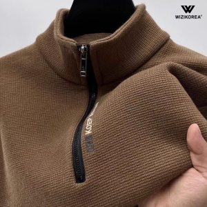 위즈아이 남성 기모 반집업 목폴라 니트 겨울 지퍼 스웨터_WI012N