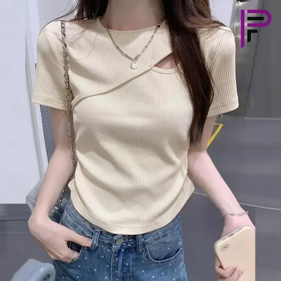 로우 퍼플핏 트임 슬림티셔츠_P42ST011