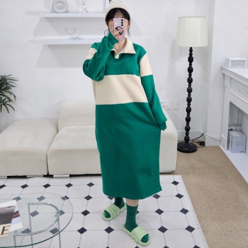  아이우먼 시즈카라배색기모원피스 TIO722M311 빅사이즈