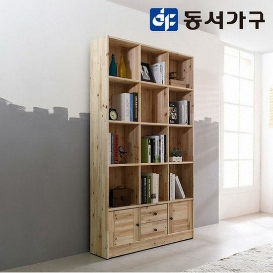 동서가구 푸름 5단 수납형 높은 원목책장 1200_이미지
