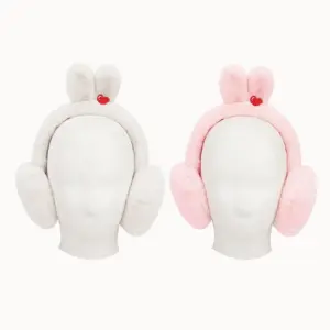 몰랑 762407 입체 귀마개방한 방한털 겨울용 머리띠 토끼 귀마개 방한용_이미지