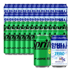 코카콜라음료 스프라이트 제로 350ml 24개 + 암바사 by 환타 제로 345ml 24개_이미지