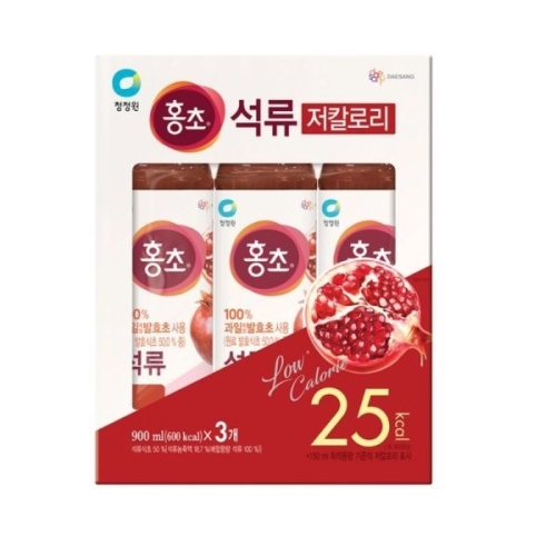 대상 청정원 홍초 석류 저칼로리 900ml (3개)
