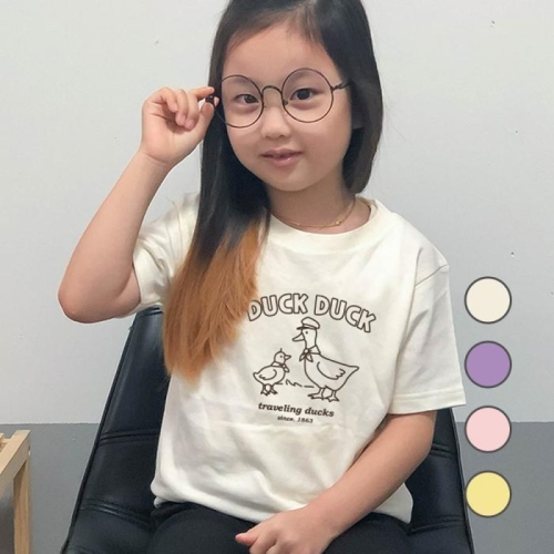 험블스튜디오 덕덕 프린팅티 캐릭터 라운드넥 아동티셔츠 7289816_이미지