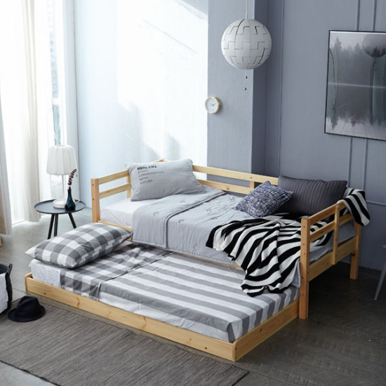 데이베드 슬라이딩 와이드 원목 2단침대