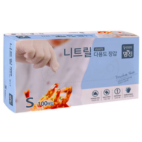홈에디션명진 <b>니트릴</b> 다용도 <b>장갑</b> 화이트 M 100매