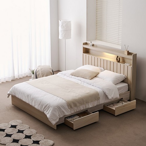 BIF보루네오 아르메 브릭스 서랍형 LED침대 Q (본넬스프링)_이미지
