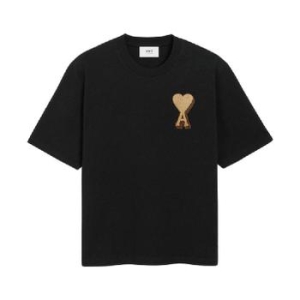 아미 빅 하트 로고 코튼 티셔츠 블랙 UTS352-726-001_이미지